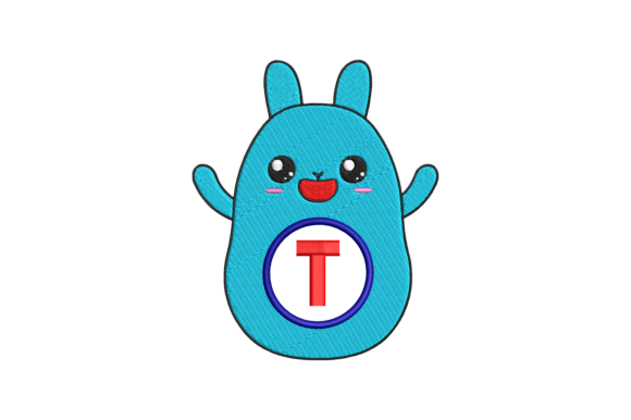 Cute Rabbit Letter T: A Whimsical Embroidery Design for Modern Creatives